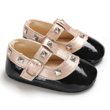 Infant Newborn Baby Girls Shoe Rivet Soft Crib Anti-slip Pu leather