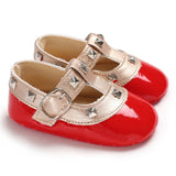 Infant Newborn Baby Girls Shoe Rivet Soft Crib Anti-slip Pu leather
