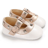Infant Newborn Baby Girls Shoe Rivet Soft Crib Anti-slip Pu leather
