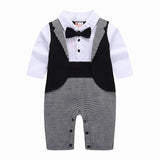 children's pajamas Toddler Baby Boys Gentleman Bowtie Plaid