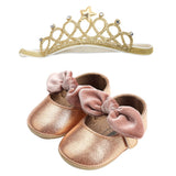 2pcs Baby Girl Sequins Bowknot Shoes+1PC Hairband
