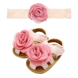 Baby Girls Rose Lace Cuty Fashion footwear shoes With Hairband baby set princess