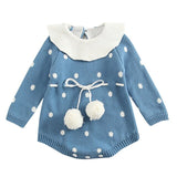 Baby Knitted Rompers Sweater Baby Girl Long-sleeve Knitted Overalls