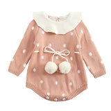 Baby Knitted Rompers Sweater Baby Girl Long-sleeve Knitted Overalls