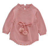 Newborn Infant Baby Boy Girl Bodysuit Knitted Jumpsuit Long Sleeve