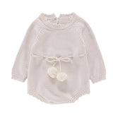 Newborn Infant Baby Boy Girl Bodysuit Knitted Jumpsuit Long Sleeve