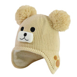 Children Boys Kids Girls Hats Cartoon Bear Knit Hairballs