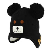 Children Boys Kids Girls Hats Cartoon Bear Knit Hairballs