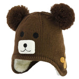Children Boys Kids Girls Hats Cartoon Bear Knit Hairballs