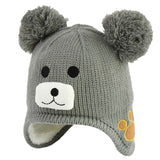 Children Boys Kids Girls Hats Cartoon Bear Knit Hairballs