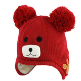 Children Boys Kids Girls Hats Cartoon Bear Knit Hairballs