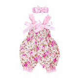 Toddler baby girl romper clothes set Floral Romper Jumpsuit+Headband Set